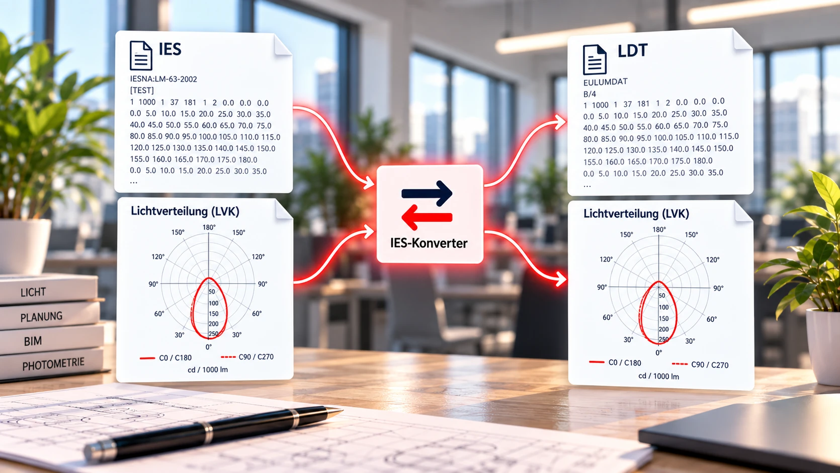 Schema: IES- und LDT-Dateien werden ineinander umgewandelt